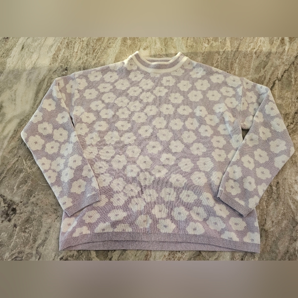 PrettyGarden Lavender Floral Knit Sweater | Size Small